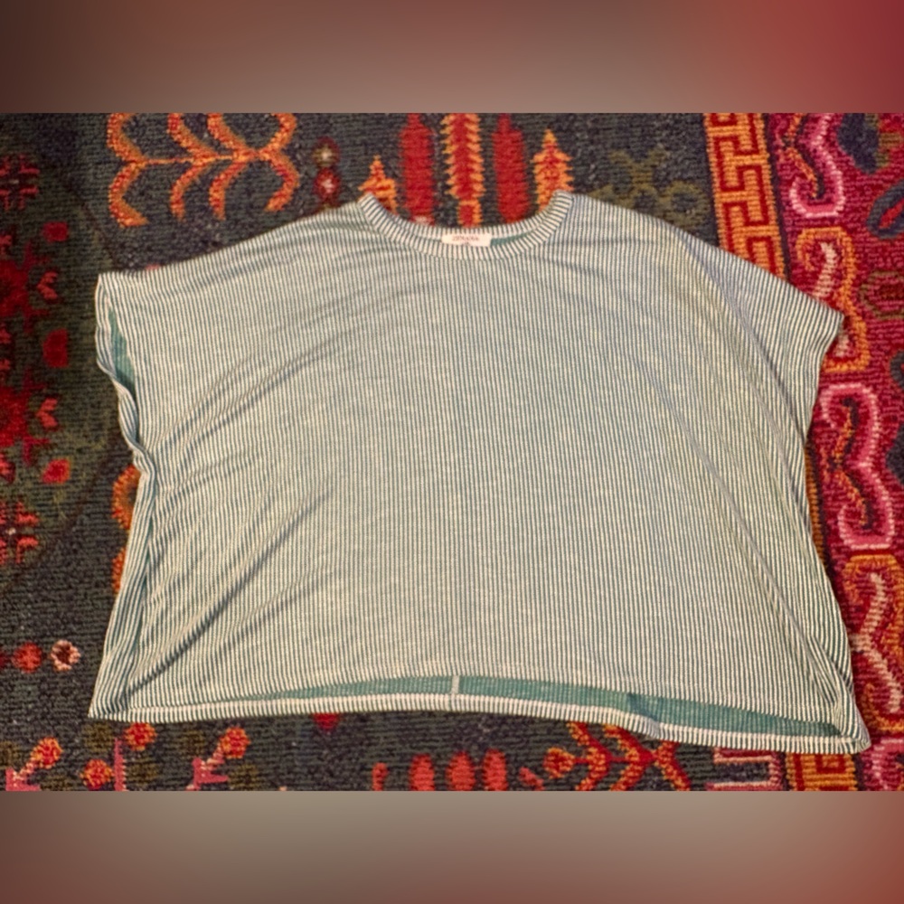 Zenana Outfitters Green and White Striped Tee